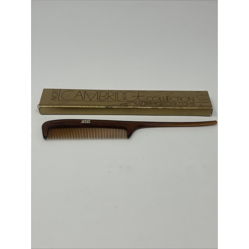 Vintage 1981 Avon Cambridge Collection Rattail Tortoise Comb In Box